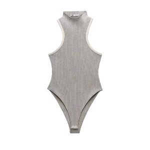 Zara Ribbed Halter Bodysuit - Small